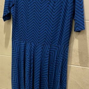 LuLaRoe Nicole dress with a blue chevron and geometric pattern 3XL (preowned)